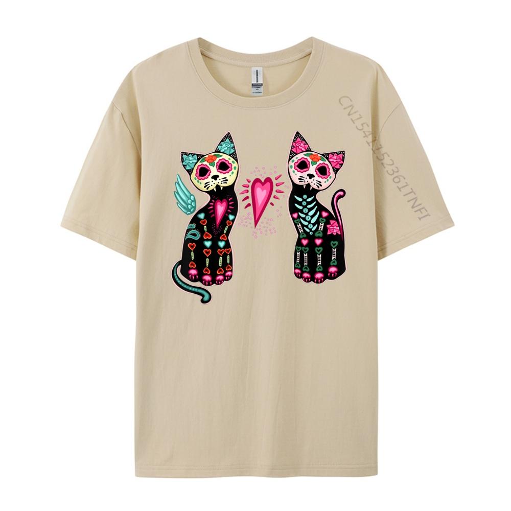 Day Of The Dead Cats Shirt Cat Lovers Dia De Los Muertos Plain Shirt Mens Clothing Normal Men Clothes Luxury Brand Luxury