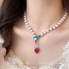 Sweet Wind Strawberry Pearl Necklace Women's New Niche Design Collar