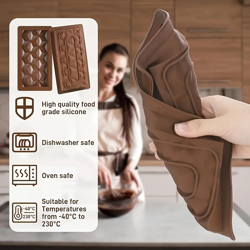 Silicone Chocolate Bar Mold Thick Break-Apart Design Rectangle Molds for Pistachio Dubai Style Candy Bakery Accessories