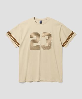 AGOD Oversized Vintage Rugby Short Sleeve T-Shirt [Light Beige]