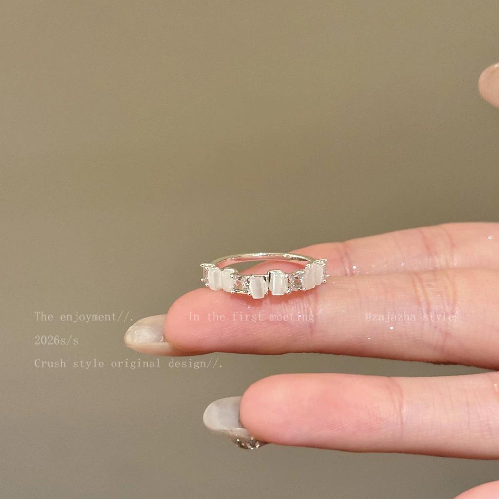Stylish Silver Zircon Ring for Women - Light Luxury Open Design, Perfect for Index Finger