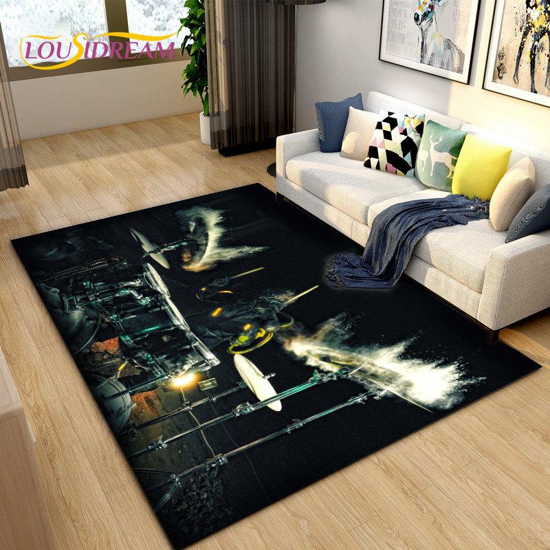 Drum Kit Music Instruments Area Rug Large,Carpet Rug for Living Room Bedroom Sofa Doormat Decoration,Kitchen Non-slip Floor Mat