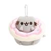 Summer Series Gray Cat Plush Toy Keychain With Float Ring For Kids And Teens