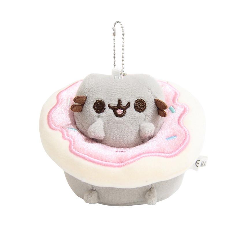 Summer Series Gray Cat Plush Toy Keychain With Float Ring For Kids And Teens