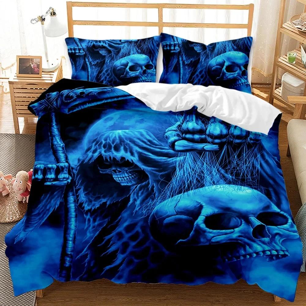 Skull Duvet Cover Set God Of Gamblers Bedding Set Poker Skeletonteens Adults Skull Double Queen King Size Polyester Qulit Cover