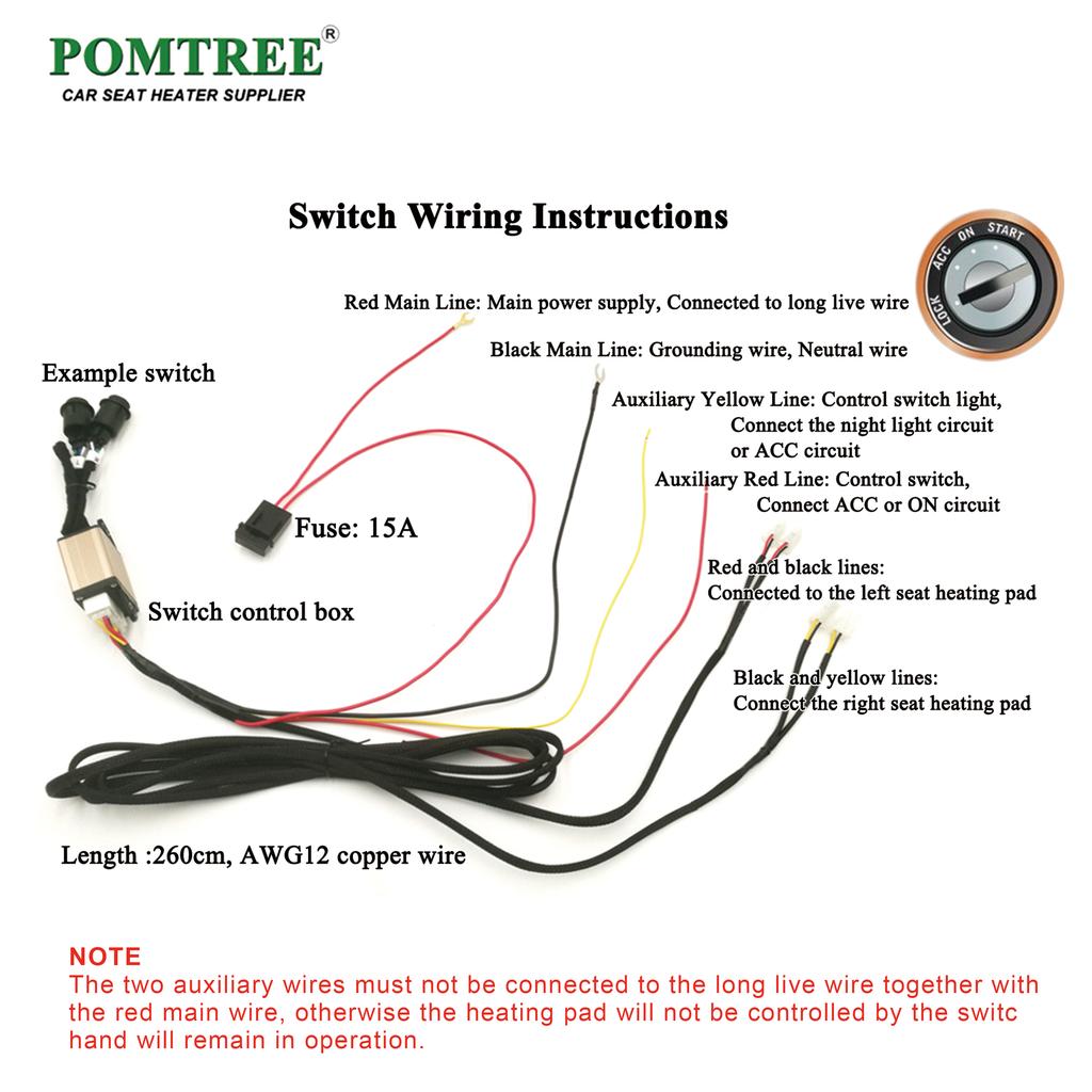 108W Built-in Car Seat Heater Kit Fit 2 Seats,12V 4Pcs Universal Alloy Wire Heating Pads with 3 Levels Control Switch System