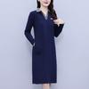 Summer Dress for Women V-Neck Short Sleeve Midi Dress with Elegant Collar and Loose Fit