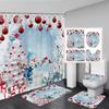 Red Christmas Shower Curtain Set Funny Santa Claus Gift Green Pine Branches Xmas Balls Home Bathroom Decor Bath Mat Toilet Cover