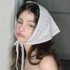 Sweet Floral Lace Hair Scarf Wraps Women Triangle Headscarf Thin Breathable Ribbon Retro Hair Accessories Headwear Turban Scarf