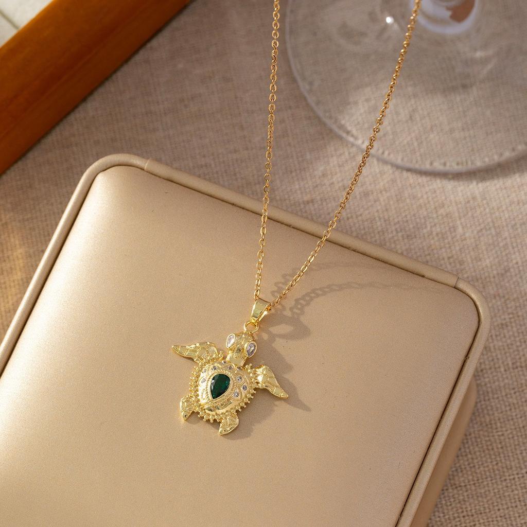 Micro-Set Zircon Elephant Pendant Necklace Titanium Steel Women's Fashion Versatile Minimalist Collarbone Chain Jewelry
