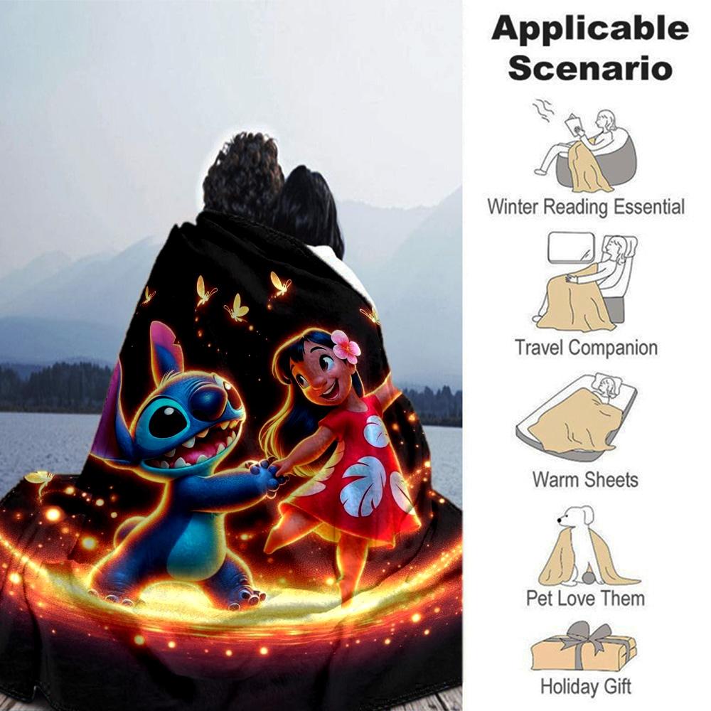 Lilo Stitch Adventure Flannel Blanket Super Soft Warm Cozy Blanket For Sofa Bed Office Travel Allseason Home Decor Gift