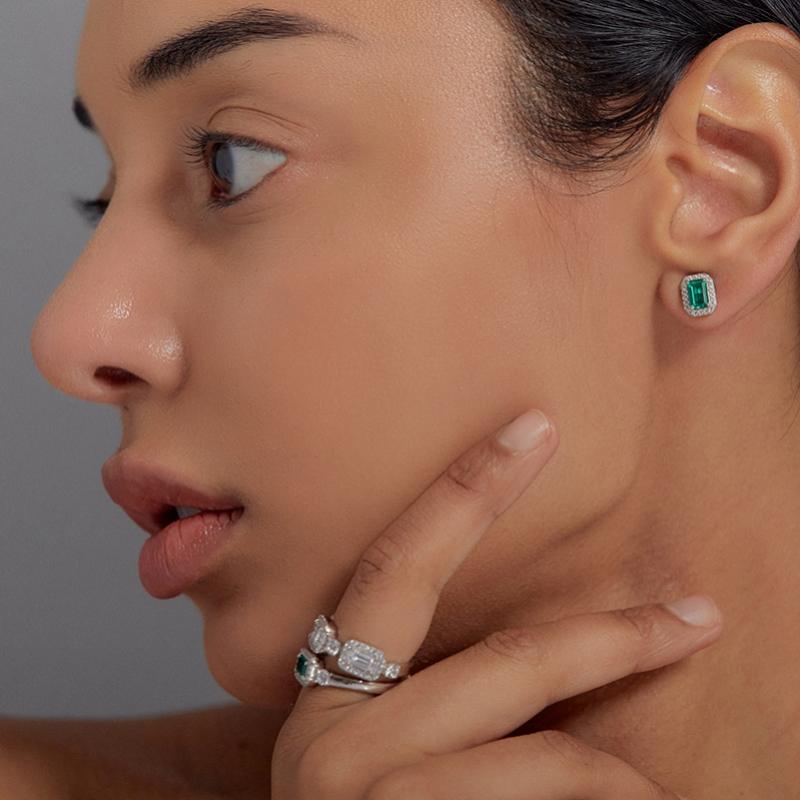 Boucles d'oreilles Miss Green Victoria Halo