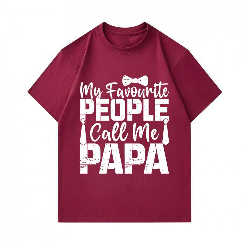 Men's 100% Cotton Short Sleeve Crew Neck T-Shirt, My Favourite People Call Me Papa Print Casual Graphic Tee for Father Papa Daddy Gift Daily Wear