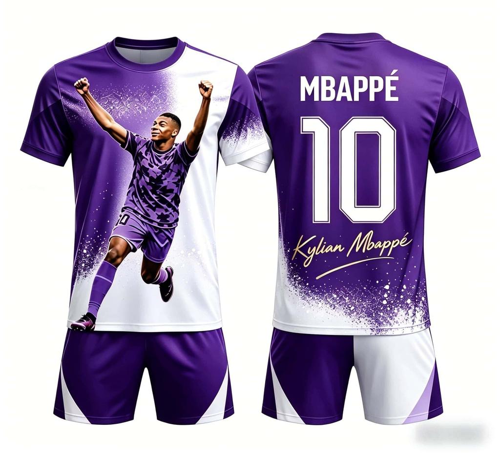 Mbappe No.10 Jersey 3D Printed with Starry Sky Ink Splatter Technology, Quick Drying and Breathable Family Matchingkids T-shirt