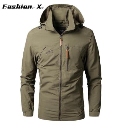 Veste de pêche imperméable pour homme, coupe-vent, décontractée, ample, amovible, pour le camping, le travail, le pilote, vert armée, automne