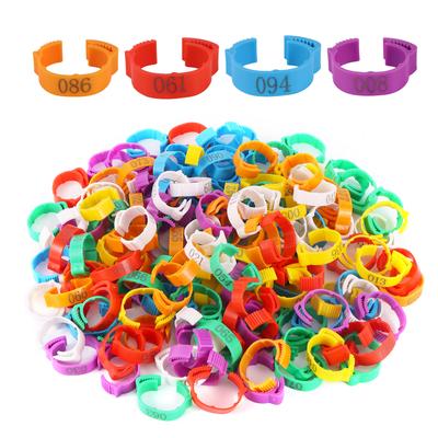 100Pcs/Color Adjustable Chicken Foot Rings Inner Diameter Size 2~2.4cm Chicken Poultry Flexible Retractable Foot Rings 8 Colors