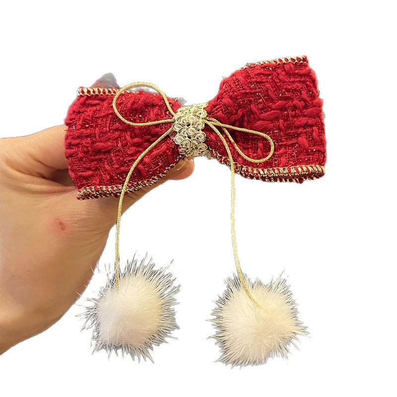 Rote Schleife Prinzessinnenkrone Haarspange für Mädchen - Elegantes Herbst-/Winter-Accessoire