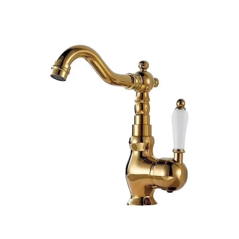 Classical Gold Ceramic Handle Basin Faucet