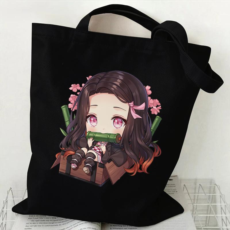 Japan cartoon comics Nezuko Kamado Demon Slayer Print Canvas Bag Stylish Women's Handbag Large Capacity Casual Shoulder Bag 7561 KTB