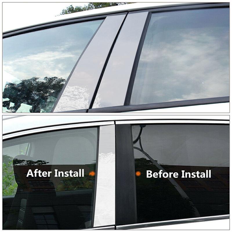 6pcs/set Car B Pillar Trim Stickers Silvery Window Column Post Decorative Cover Protective Film For Toyota Camry XV30 / Daihatsu Altis 2002-2006
