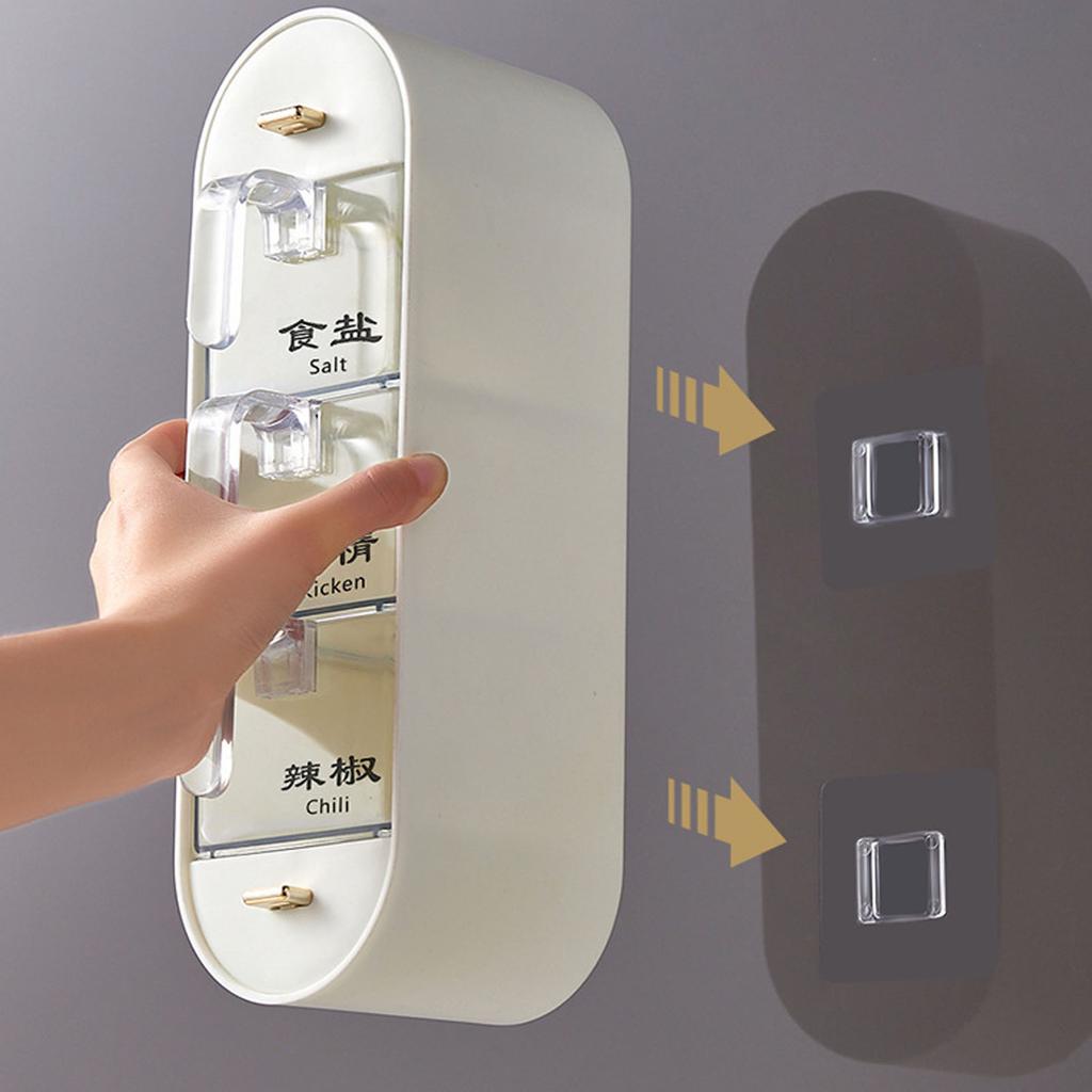 Wandmontierte Gewürzbox PS PP Transparent Mehrere Fächer Küchengewürz Aufbewahrungsbehälter mit