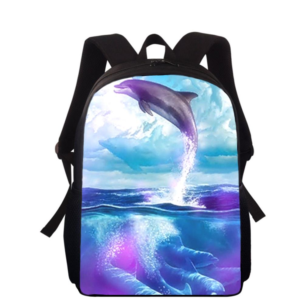 Dolphin Animal 16" 3D Print Kids Backpack Primary School Bags for Boys Girls Back Pack Students School Book Bags