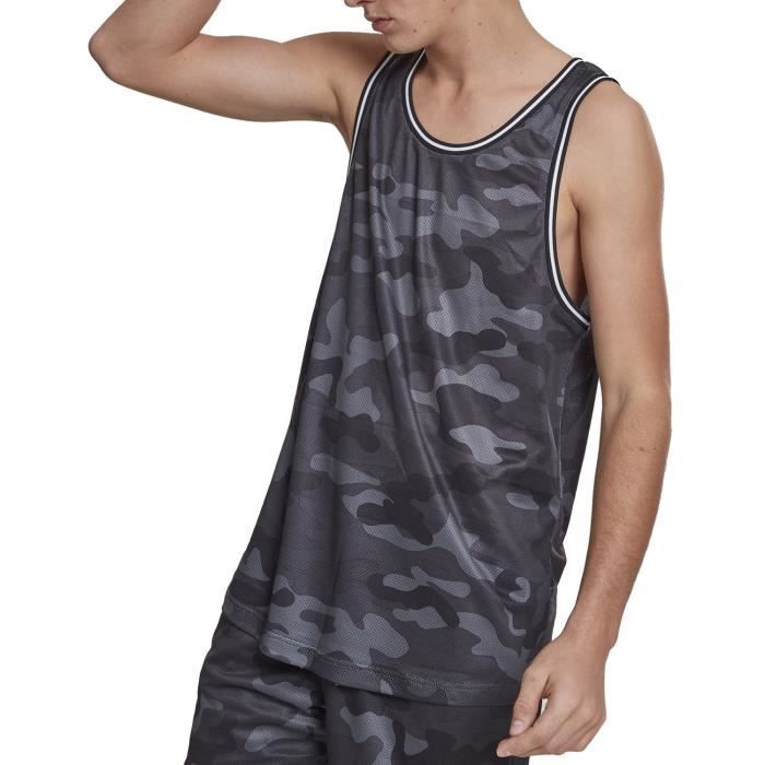 Débardeur - Urban Classics - MESH - Gris foncé camouflage - 100% polyester - Coupe ample