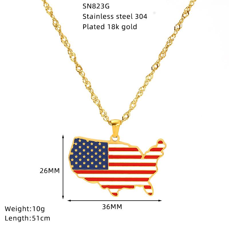 

World Map Countries Territorial Necklace Titanium Steel Oil Drop Pendant Men And Women Creative Trend Jewelry