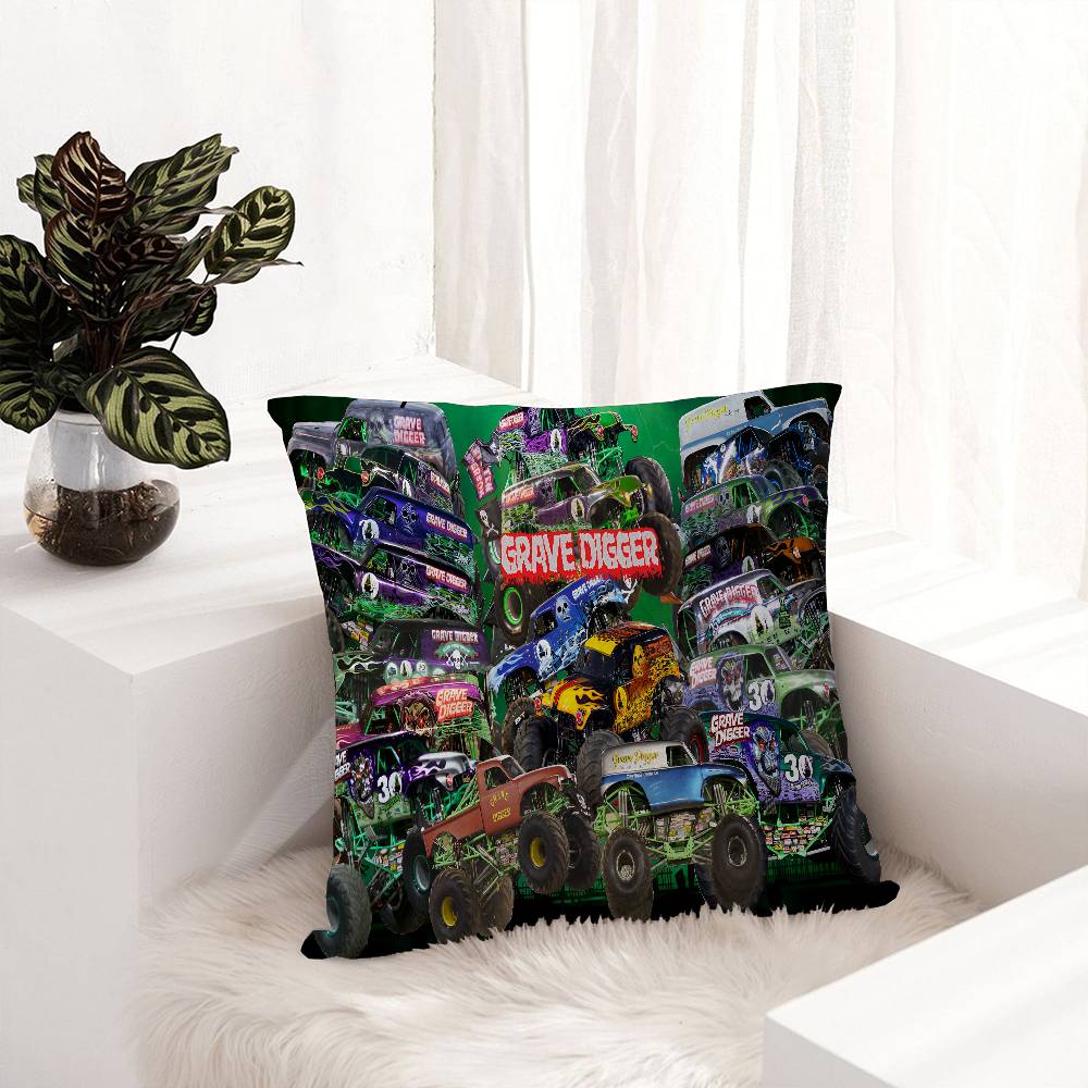 Cartoon Monster Jam Decorative Room Aesthetics Pillow Case Home Decor Bedroom Sofa Bed Couch Pillow Cover 45x45
