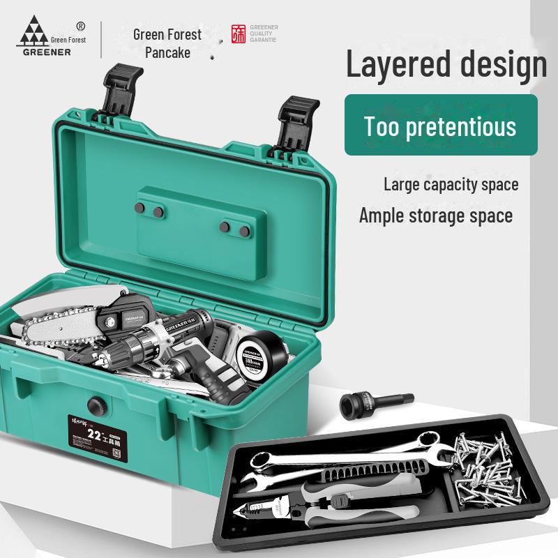 Green Forest Industrial Waterproof Multi-Function Tool Box - Large, Thickened, Portable Storage.