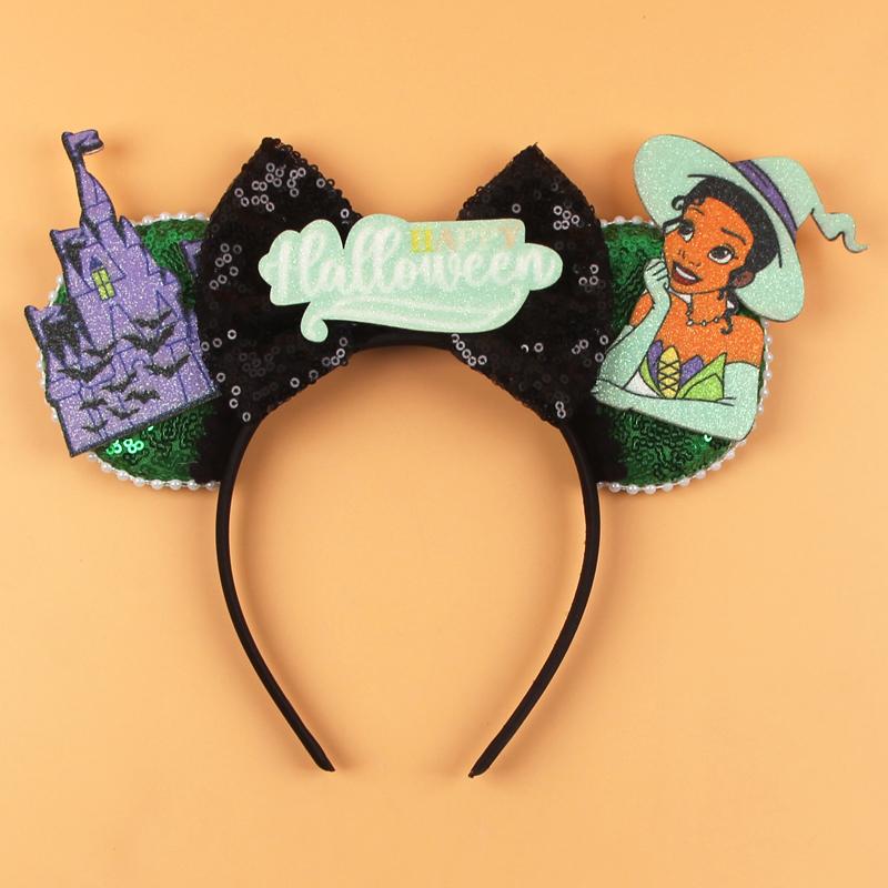 Halloween Mouse Ears Headband Sequins Bow Hairband For Women Featival Party DIY Hair Accessories Boutique