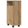 Narrow Bathroom Cabinet with Casters Artisan Oak Finish Particleboard