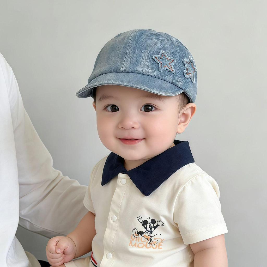 Korean Style Denim Baby Beret Cap - Spring & Autumn Fashion for Girls