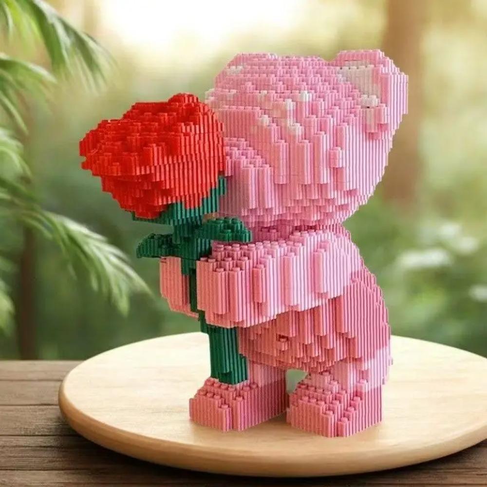 3458-Piece Cute Pollen Bear 3D Puzzle Building Blocks - Interlocking Cartoon Construction Toy, Perfect Christmas or Birthday Gift for Ages 14 and Up