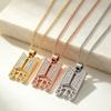 Logo Pendant Necklace Pave Hip Hop Unisex Clavicle Chain Gold Rose Gold Silver K-Pop Idol Fan Merchandise Fashion Jewelry Gift