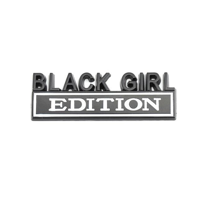 1Pc 3D Metal Black Girl Edition Logo Car Front Grille Emblem Badge Rear Trunk Emblem Sticker Decal