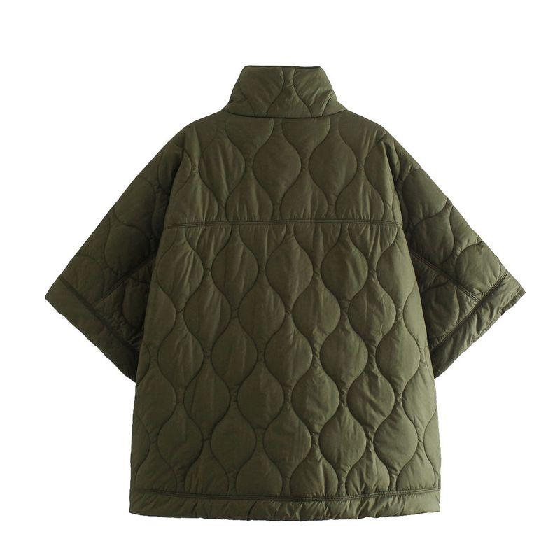 Araltay New Western Style Women Clothes Waterproof Half Zipper Cape Coat Stand Collar Warm Cotton-Padded Coat Cotton-padded Jacket