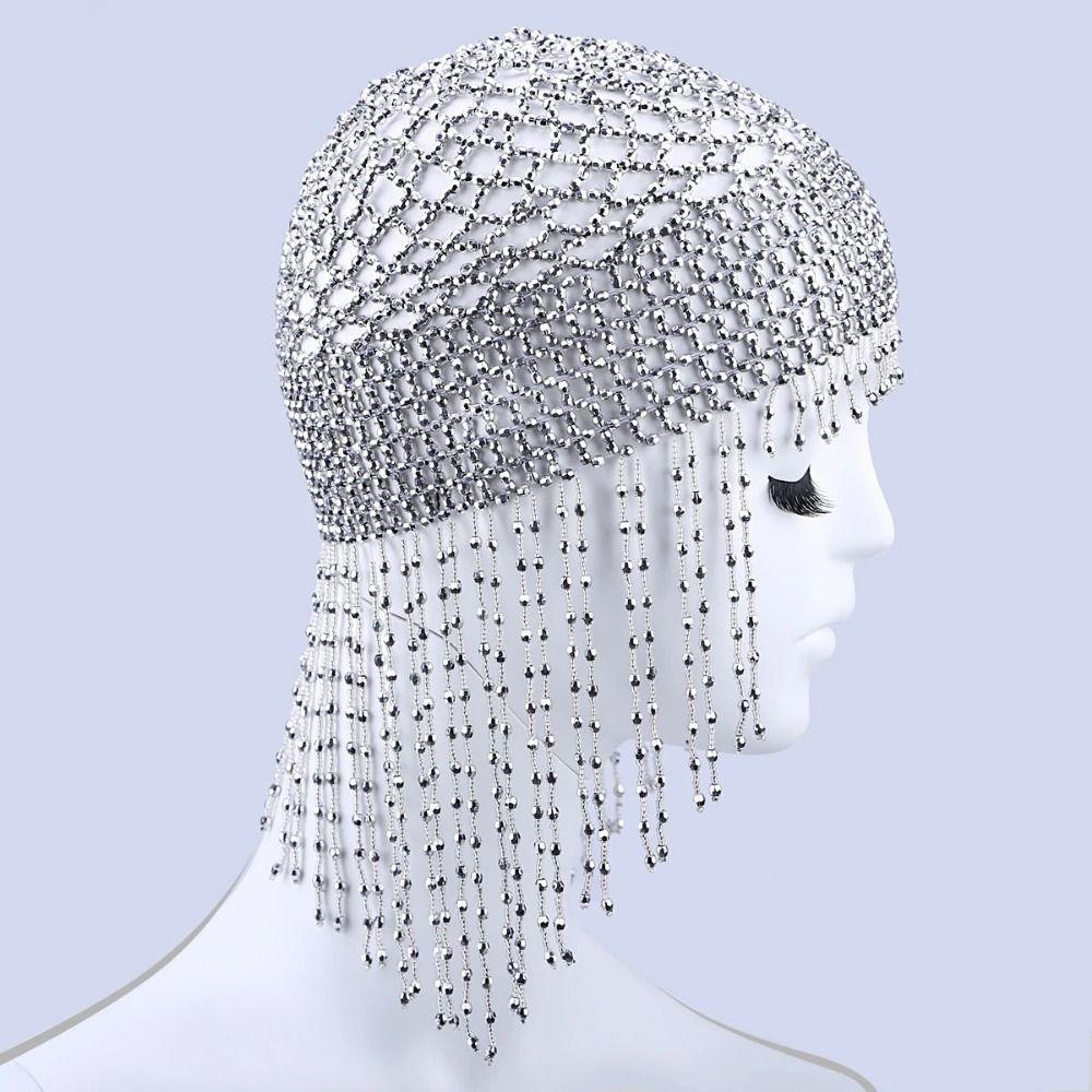 Shiny Belly Dance Head Cap Gold/Silver Women Hairpieces Bling Head Chain  Wedding