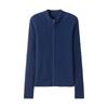 Lekasha Striped Cashmere Stand Collar Zip Cardigan