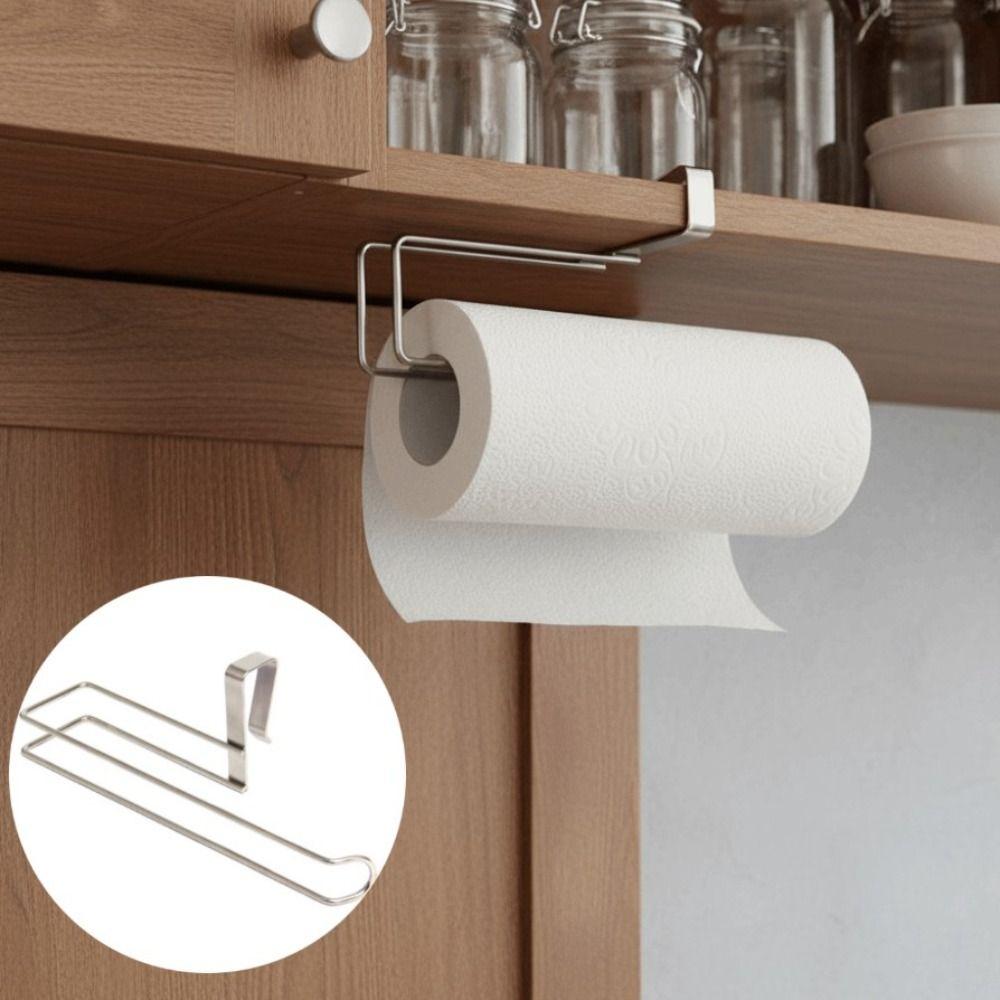 Metal Toilet Roll Holder Punch Free Cabinet Hanger Quality Kitchen Paper Towel Rack  Kitchen