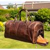 24-Zoll-Reisetasche aus echtem Leder | Reise-Übernachtungs-Wochenend-Ledertasche | Sport-Gymnastiktasche für Herren mit Leder-Toilettenartikel-Kombination