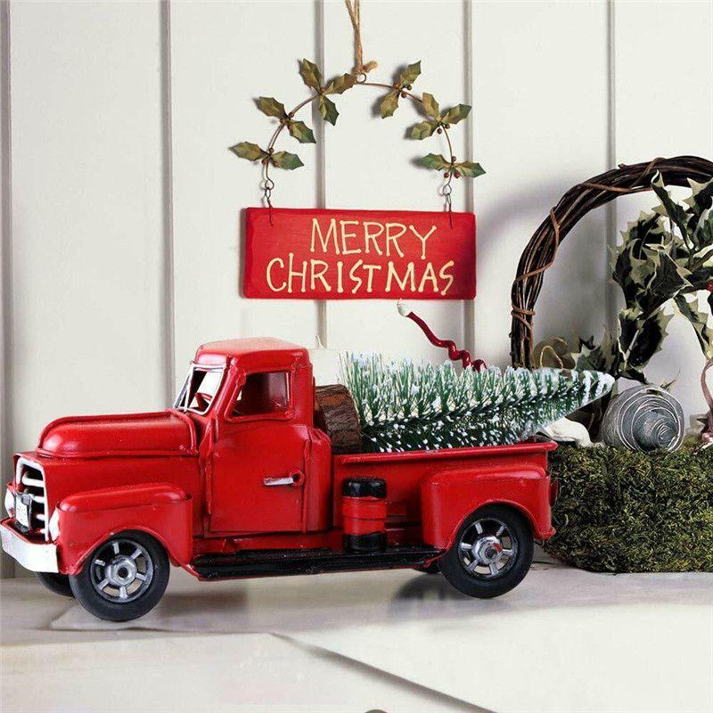 Charming Rustic Red Truck Christmas Decoration For Tree And Home Office Design