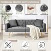 Modern Velvet Two-seater Sofa, 3-level Adjustable Backrest, 2 Included Cushions, Sturdy Metal Legs, Soft & Comfortable for Living Room, Gray