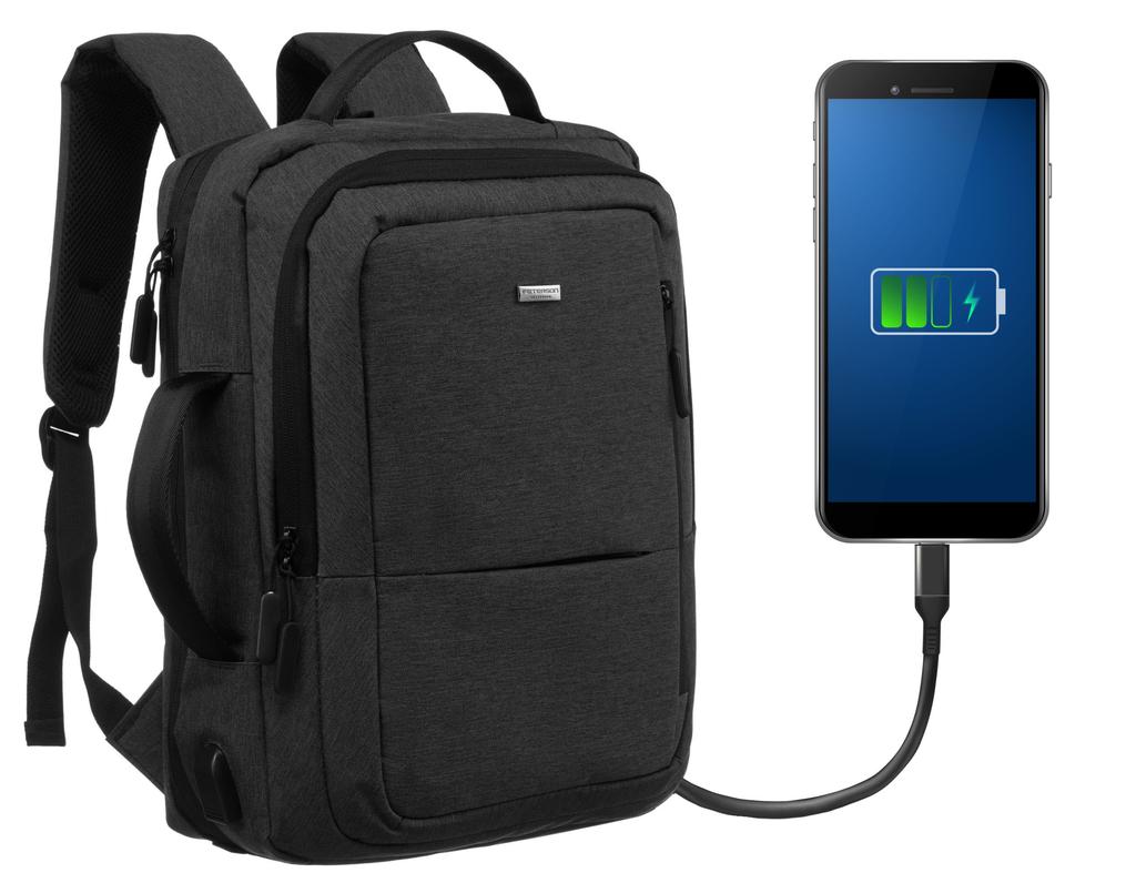 Travel Backpack with Laptop Space and USB Port - Peterson