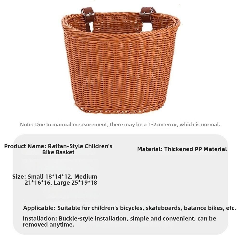 10 Colors Kids Bike Basket Rattan Wicker Retro Woven Bicycle Basket Bicycle Accessories