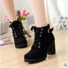 Stiefel Frauen Schuhe Frauen Mode High Heel Lace Up Ankle Stiefel Damen Schnalle Plattform Künstliche Leder Schuhe Bota Feminina