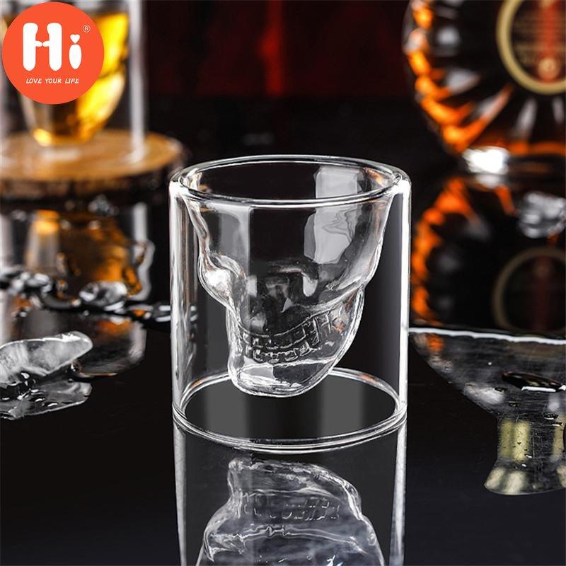 Hi Coffee Mug Double Crystal Skull Head Glass Cup Whisky Wine Vodka Bar Club Pivo Sklenice na víno
