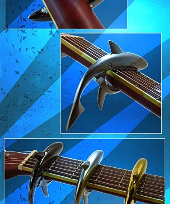 Guitar Capo for Acoustic Guitar Tuning Chord Key du Capo, Shark-shaped (Pont Monde) (Gold)