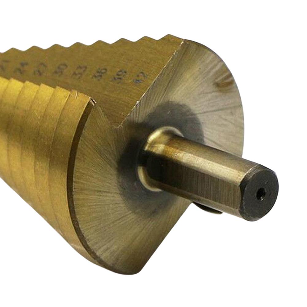 1 Stück 4-42 mm Titanbeschichteter Stufenbohrer HSS Holz Metall Schnellarbeitsstahl Lochschneider Kernlochbohrer Kegelbohrwerkzeug