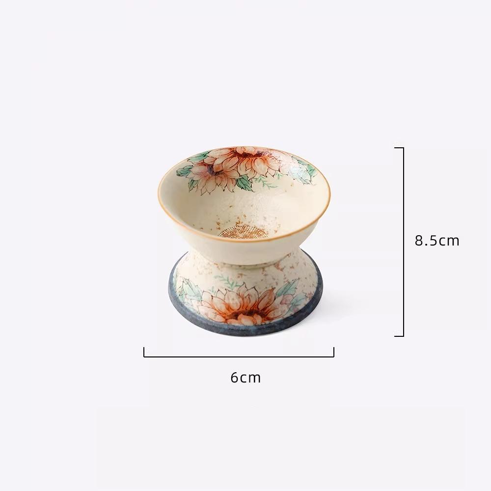 

Ceramic Tea Filter Home Kung Fu Tea Ceremony Accessories Chinese Retro Sunflower Filter Filter 2-piece Set Color Glaze